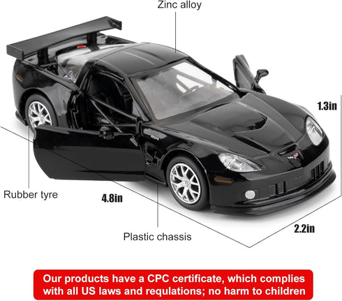 1/36 Die-cast Alloy Chevrolet Corvette C6R Model Car, Toy with Pullback Function, Gift for Boys and Girls