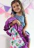 Baby Girls Reversible Stroller Blanket (Birds/Violet) Minky Velboa (Choose Color)