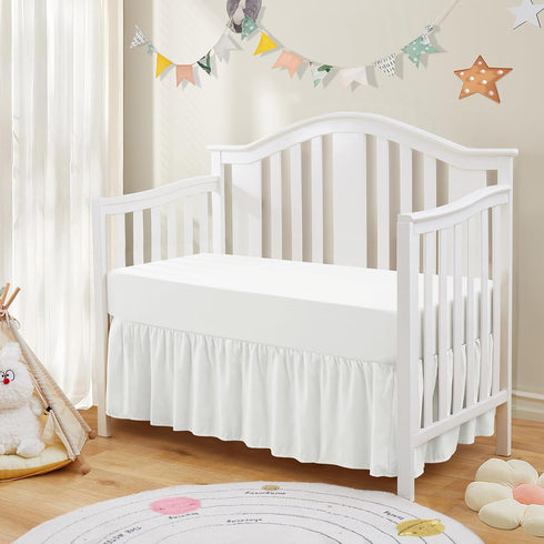 2-Piece Set 52"x28" 14" SiinvdaBZX Ruffled Crib Skirt & Microfiber Crib Sheet, Fit for Baby Standard Crib & Nursery