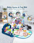 dearlomum Baby Play Mat Baby Gym, Funny Play Piano Tummy Time Activity Mat with 5 Sensory Toys, Music & Lights, New Blue