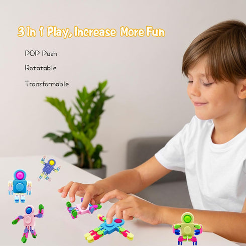 Arlkono 8 Pcs Transformable Fidget Spinners for Kids, Robot Fidget Toys Spinner for Boys and Girls Anxiety, Sensory