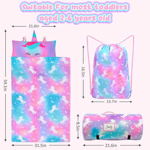 Unicorn-Themed Nap Mat with Pillow & Blanket for Daycare