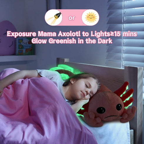 5 4 31.5" Set MaoGoLan Pcs Large Axolotl Stuffed Animal with Babies Inside, Glow in The Dark Axolotl Plush Toy