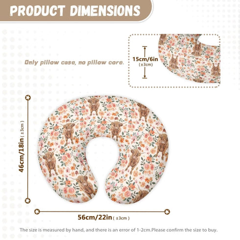 ZDCUSTOM Set 2, Cute Highland Cow Flower Car Seat Cover with U Shaped Pillowcase Cover of Carseat Protectors for Girl