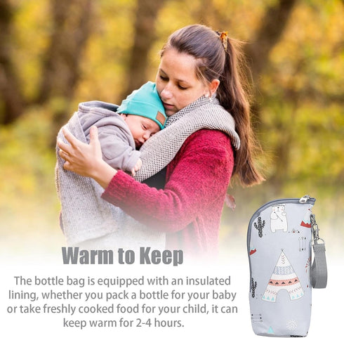 Rhinoon Baby Bottle Insulation Bag, Infant Bottle Storage Bag, Oxford Cloth Waterproof Nursing Feeding Bottle Tote