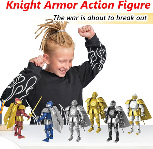 (6 Packs) Knight Action Figures, Medieval Action Figures,Knight Armor Action Figure,Multi-Jointed Movable Robot