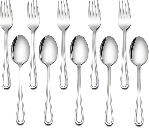 LIANYU 10-Piece Children Silverware Set, Stainless Steel Forks and Spoons for Kids, Toddler Utensils Flatware Set