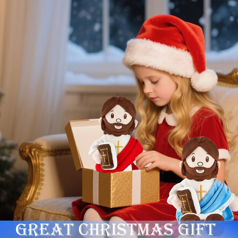 13" Jesus Plush Doll Jesus Plushie Stuffed Toy with Book Christian Stuff Religious for Kids Christening Easter (Red)