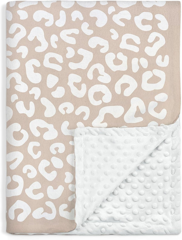 Leopard Print Minky Baby Blanket 30 x 40 Inches for Girls, Soft
