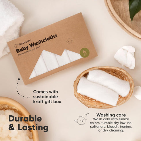 6-Pack 10x10 Baby Washcloths Soft Absorbent Viscose from Bamboo Washcloths for Face, Body, Baby Towels for Newborn