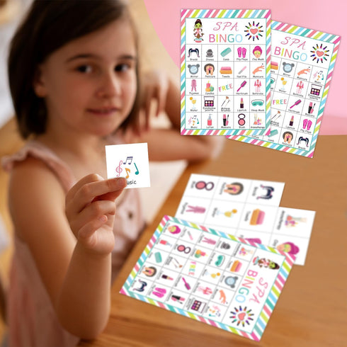 Qssfdgg 24 -03 Spa Party Bingo Cards, Player Beauty Themed Party Bingo Game for Family Adult, Sleepover Party Favor