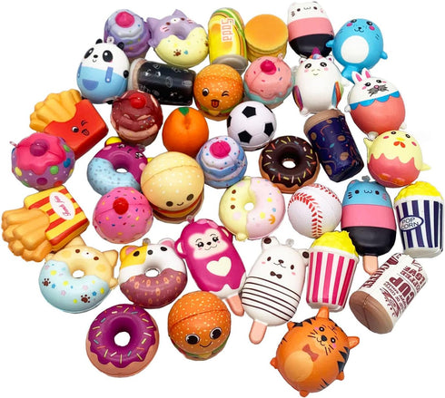 30 Pack Squishies Sets, Slow Rising Kawaii Cute (1pc Jumbo + 29pcs Medium/Mini Size) Random Cake Bread Panda Bun