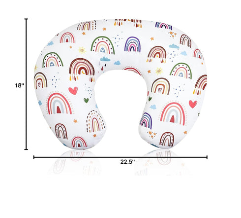 Rainbow Nursing Pillow Cover, Breastfeeding Pillow Slipcover for Baby Girls/Boys, Soft Snug Fits On Newborn Feeding