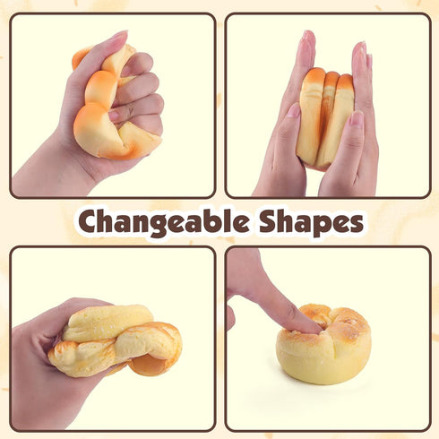 5 Anboor Pcs Bread Squishies Artificial Fake Toast Bread, Croissant,French Bread, Challah, Butter Bread Squish Toys