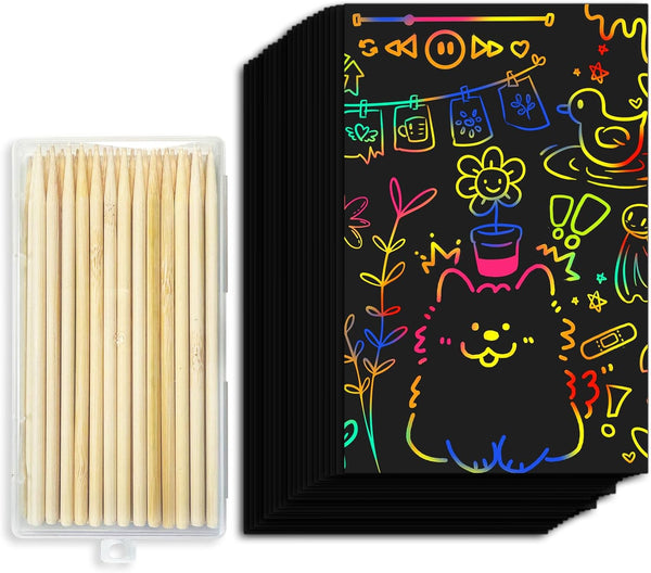 Cityrosy Rainbow Scratch Paper for Kids: 160 Pcs Scratch Art for Kids Sets