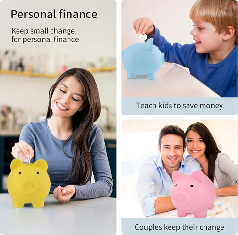 Large Cute Plastic Piggy Banks, Unbreakable Coin Bank for Girls and Boys, Fun Gifts for Birthday, Festival, Baby Shower