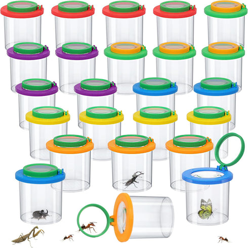 Coopay 24 Pieces Magnifying Insect Box - Bug Viewer Cage & Magnifier Container for Kids Science Exploration Tools