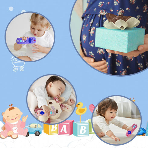 3 Pack Baby Teether Toys - TV Remote Control Shape Silicone Teething Toys for Babies 6-12 Months (Pink&Khaki&Purple)