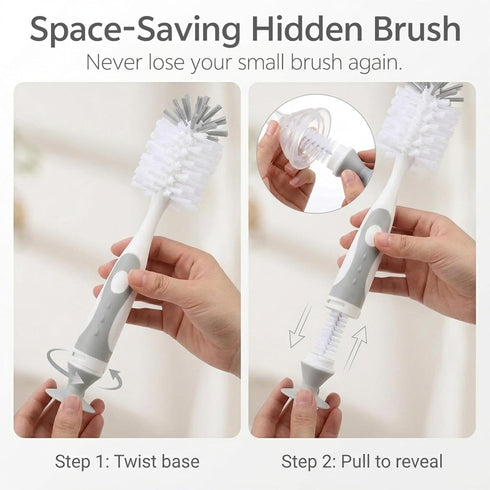 5-in-1 Set, Ariseno Baby Bottle Cleaner Including Nylon & Silicone Bottle Brush, Cap, Straw & Nipple Brushes, BPA-Free