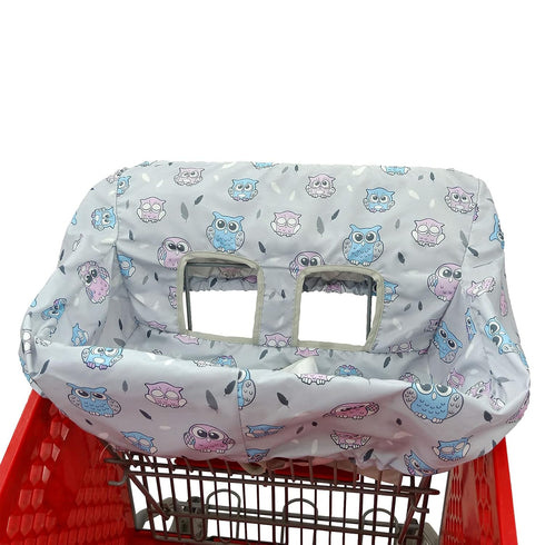Pozico Baby Shopping Cart Cover or High Chair Cover, Machine Washable, Free Portable Cloth Bag - Owl