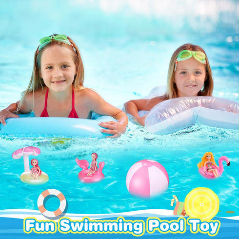 CHENGU 6 Pcs Pool Floaties for Girl Dolls - Swim Accessories Set for 11.5" Dolls