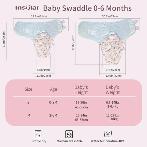 Set 3 Pack, Small(0-3 insular Baby Swaddle Wrap, Swaddle Blanket for Newborn and Infant, Adjustable Swaddling for Boy