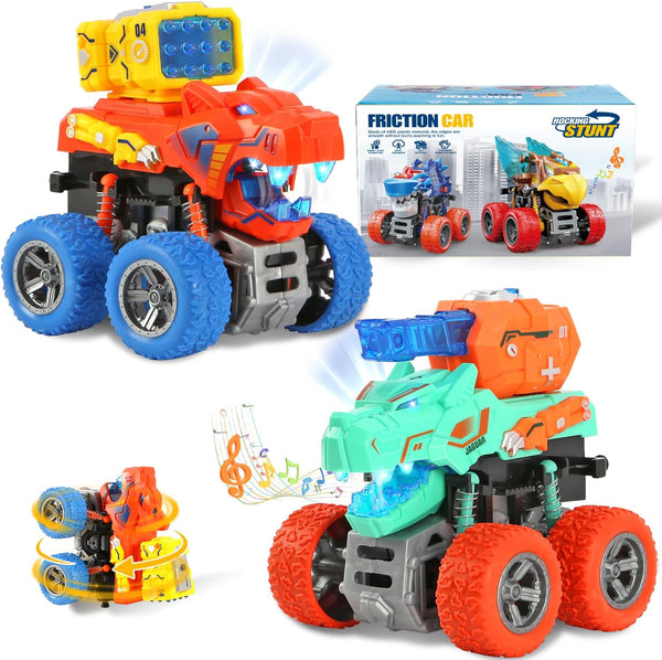 VUSUMOK Monster Truck Toys for Ages 2-4, Dinosaur Toys for Kids 3-5, 2