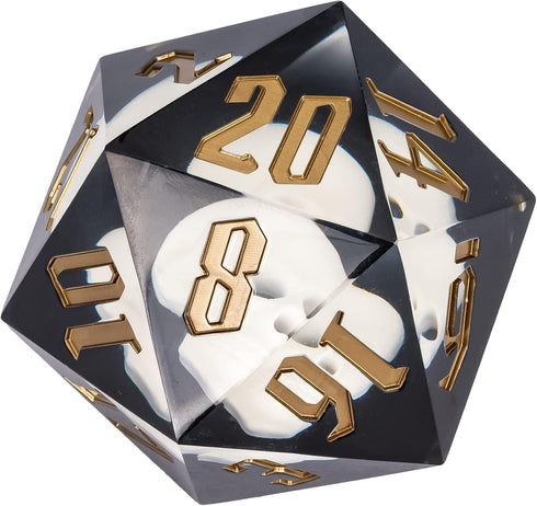 D20 55mm 20 D20 Cusdie Large Dice with Sharp Edges, D&D Sided Dice, Handmade DND Giant for RPG, Table Games(White