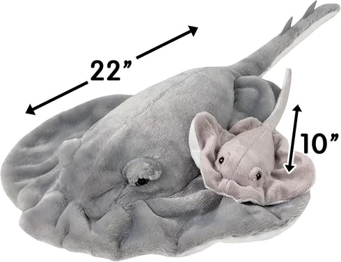 22" Adventure Planet Birth of Life Stingray with Baby Plush Toy Long