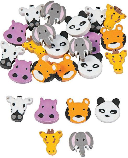 Fun Express Mini Zoo Animal Erasers, Bulk Set of 144 Pieces for VBS Supplies/Decor
