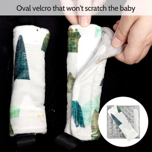 TANOFAR Infant Car Seat Insert and Strap Covers, Minky Carseat Head Support for Boys, Soft Cushion Fit for Car Seats