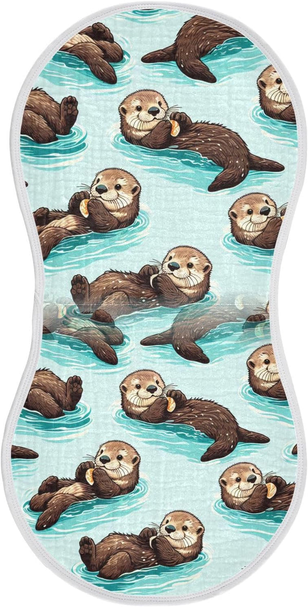 FLildon Muslin Burp Cloth for Baby 1PC Cute Sea Otters Super Absorbent Burping