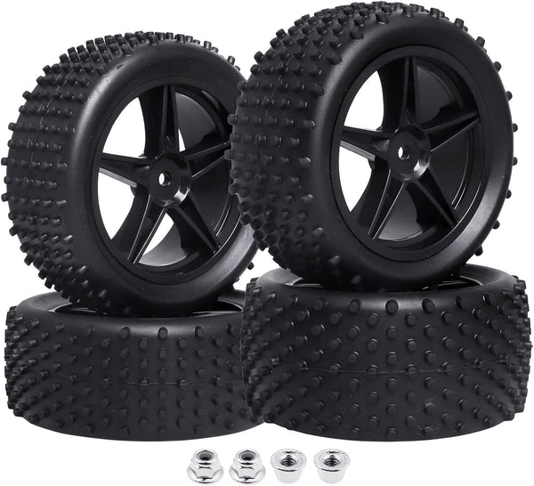 Hobbypark Front and Rear Tires & Wheels Set, 12mm Hex Hubs for Redcat HPI Exceed RC 1/10 Off Road Buggy