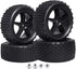 Hobbypark Front and Rear Tires & Wheels Set, 12mm Hex Hubs for Redcat HPI Exceed RC 1/10 Off Road Buggy