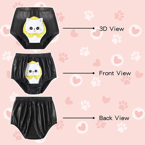 Reusable Printed Diaper Covers for Adults - Elastic Waistband, Cat Design