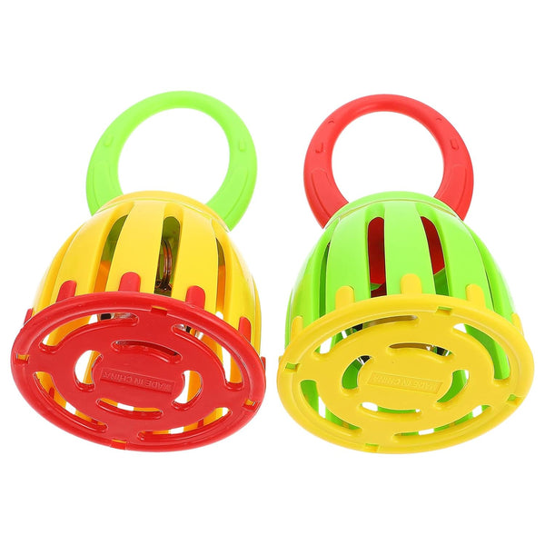 Handheld Jingle Ring Sleigh Bells: 2Pcs Cartoon Handbell Rattle, Luminous Musical Instrument for Kids
