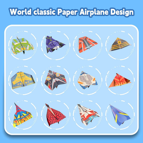 8-12, 12 36 Paper Airplane Origami Kit for Kids Ages Paper Airplane Designs with Colorful Origami Papers, Folding