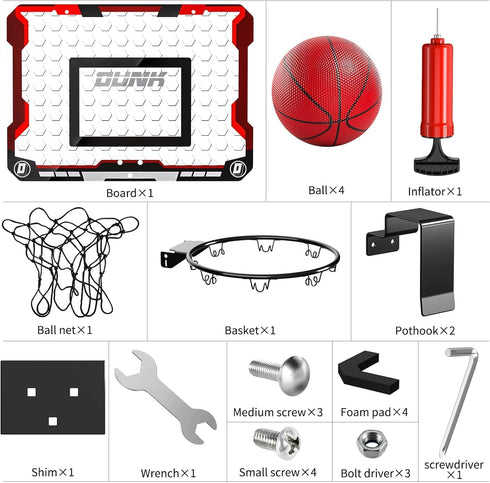 TEMI Indoor Basketball Hoop for Kids - Mini Basketball Hoop with 4 Balls, Toys for Ages 3-12