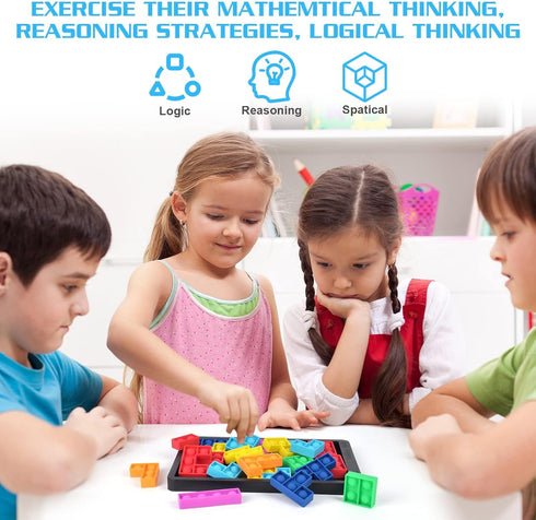 Ainiv Pop Puzzle Popper Fidget Game, Push Pop Brain Teasers Toy, Silicone Jigsaw Building Blocks Game Board