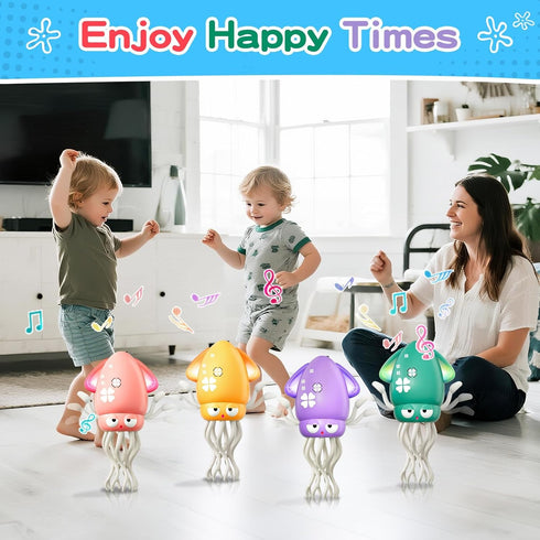 MACALOCA Tummy 3-6 6-12 12-18 1st Dancing Squid Baby Toy, Dancing Octopus Time Toys for Toddlers, Infant Crawling