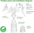 Manual Breast Pump - Silicone Hand Pump for Breastfeeding, Portable Milk Catcher, White