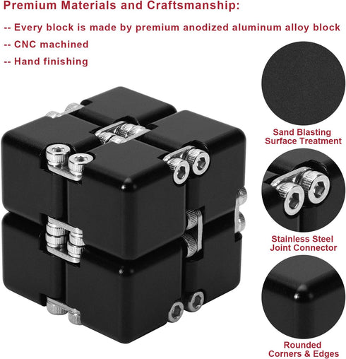 (6 Lifidea Aluminum Alloy Metal Infinity Cube Fidget Cube Colors) Handheld Fidget Toy Desk Toy with Cool Case Infinity