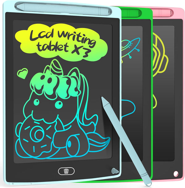3 Pack LCD Writing Tablet, Colorful Toddler Drawing Tablet Doodle Board, Erasable Reusable Electronic Drawing Pad for
