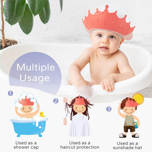 6M-9T, FUNUPUP Baby Shower Cap for Kids with Bath Rinse Cup, Adjustable Toddler Hair Washing Shield Hat Baby Bath Visor