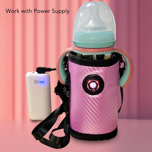 ZJchao Portable Heating Milk Bottle Bag Digital Display Temperature Adjust Baby Bottle Warmer for Home Travel PU Bottle