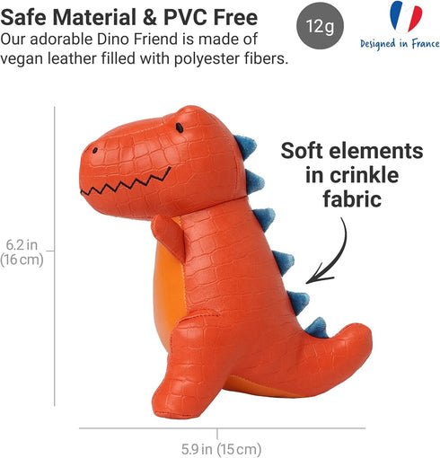 Little Big Friends Dino Friends | Rex The Tyrannosaurus | Vegan Leather | Easy to Clean | Stimulate Senses