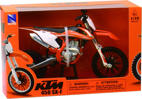 NewRay KTM 450 SXF Dirt Bike, Realistic and Functional, Kids Toy or Collectible Motorcycle 1/10 Scale (57943) by NewRay