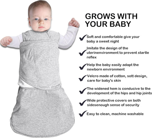 6-12 Large,100% Baby Swaddle,Sleep Sack Months,Adjustable Wearable Transition Blanket,Miracle Swaddles for Babies