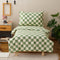 Luxlovery Toddler Comforter Set Checkered Plaid Green White Kids Boho Bedding Set