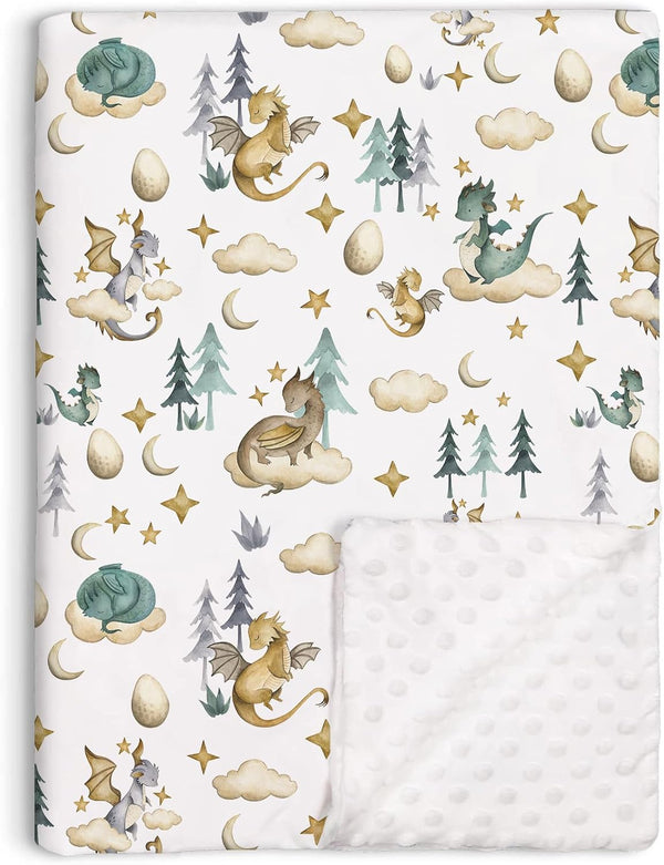 Buerhanerry Dragon Baby Blanket for Unisex Soft Minky Blanket with Double Layer Dotted